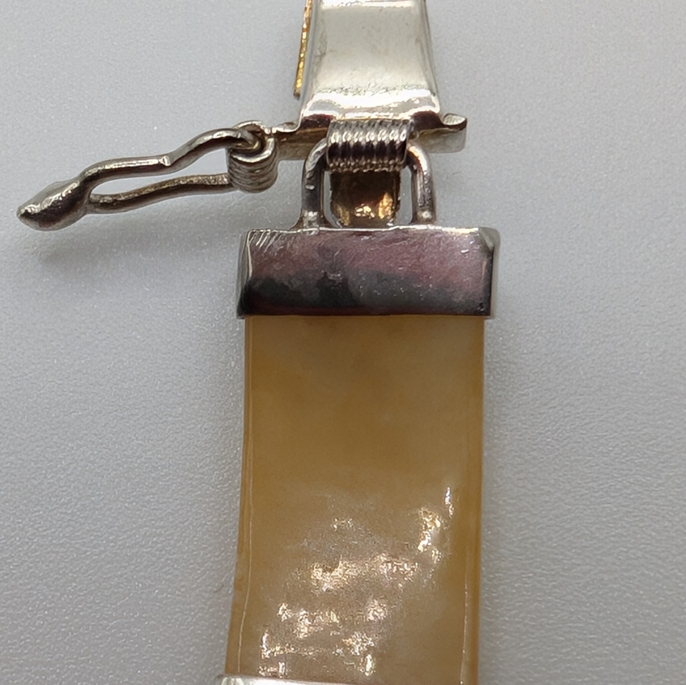 Vintage Chinese 925 Sterling Silver Muti-Color Jade & Chinese GOOD luck Bracelet - Picture 13 of 15